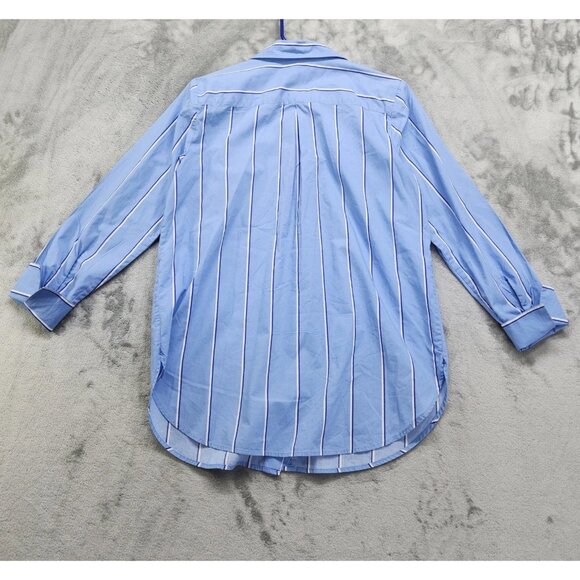 Talbots Top Womens S Blue Striped Classic Cotton Shirt Long Sleeve Button Up - Picture 2 of 7